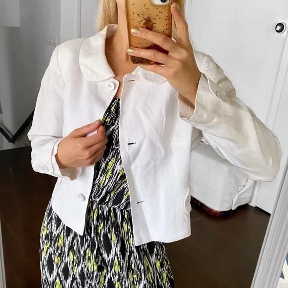 🐚 MONNARI WHITE LINEN ELEGANT BLAZER JACKET!