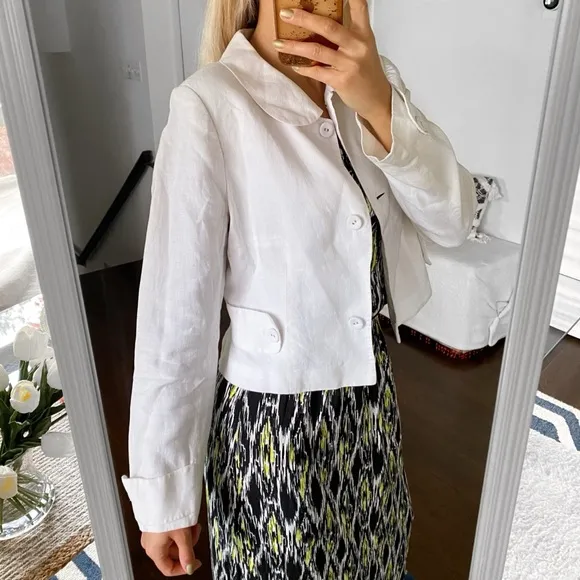 🐚 MONNARI WHITE LINEN ELEGANT BLAZER JACKET!