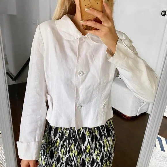 🐚 MONNARI WHITE LINEN ELEGANT BLAZER JACKET!