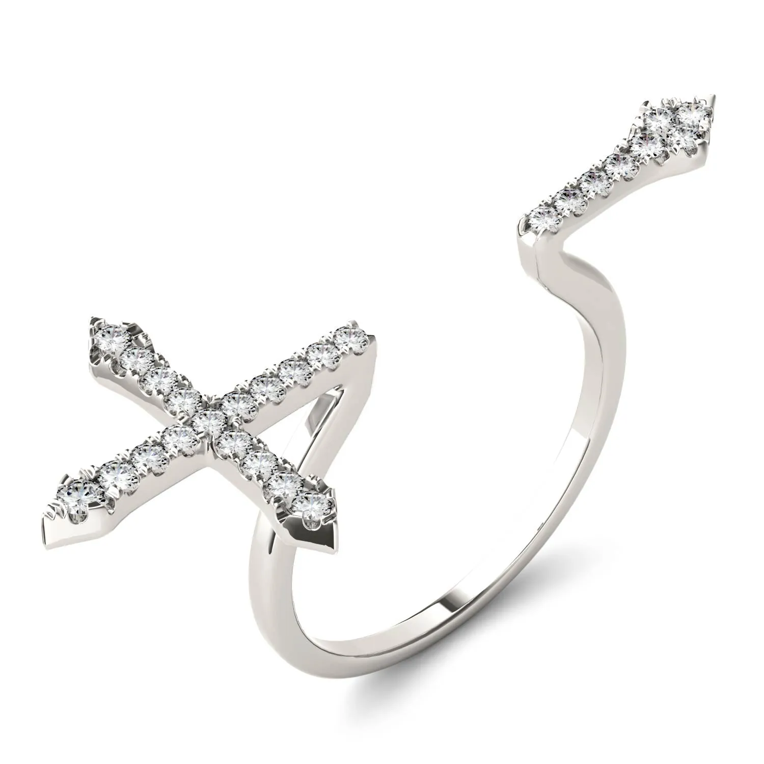 0.24 CTW DEW Cross Moissanite Fashion Ring in 14K White Gold