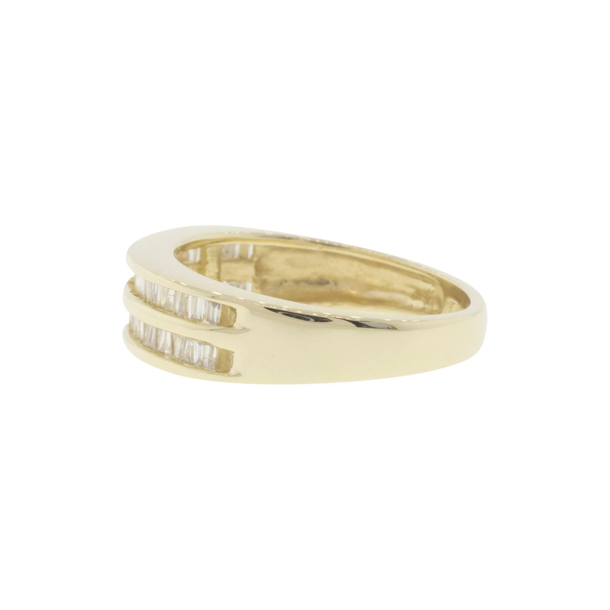 14K Yellow Gold Two Row Baguette Diamond Ring