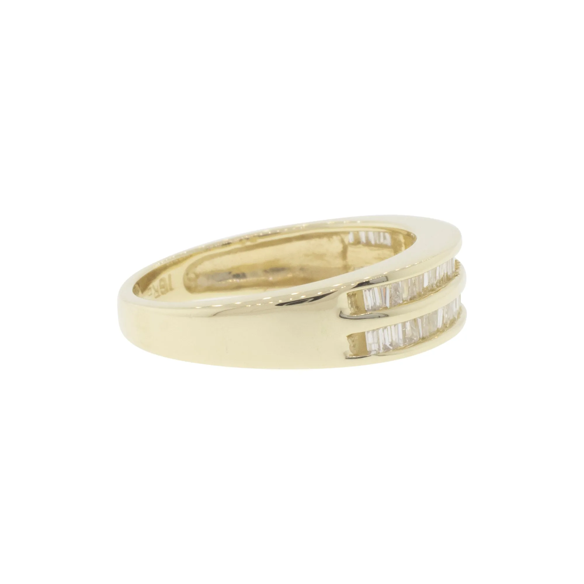14K Yellow Gold Two Row Baguette Diamond Ring