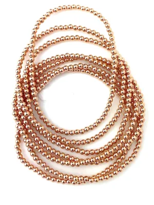 14KRGF 7.5" 3.0mm Beaded Stretchy Bracelet, Sku#4814730E75L