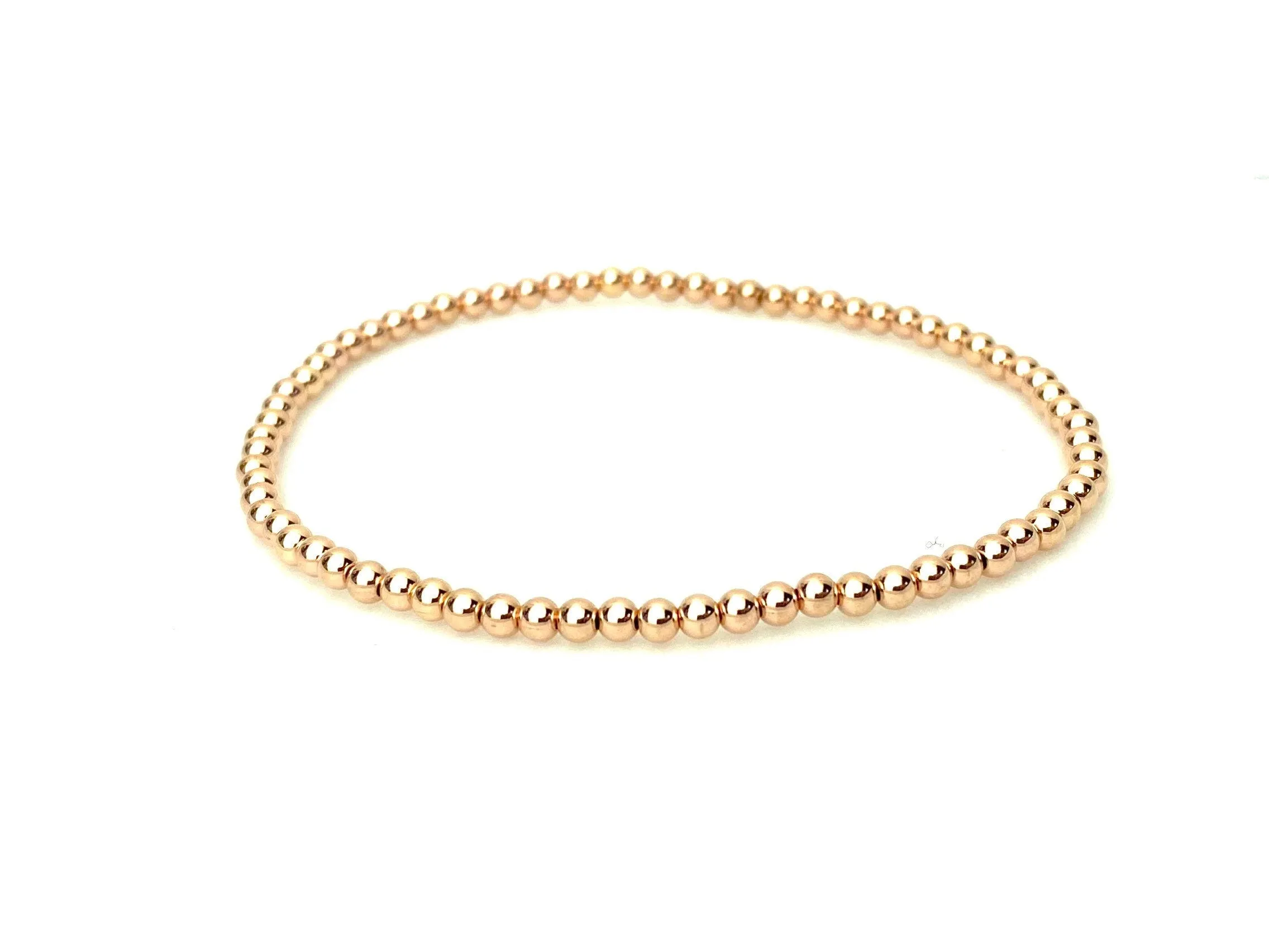 14KRGF 7.5" 3.0mm Beaded Stretchy Bracelet, Sku#4814730E75L