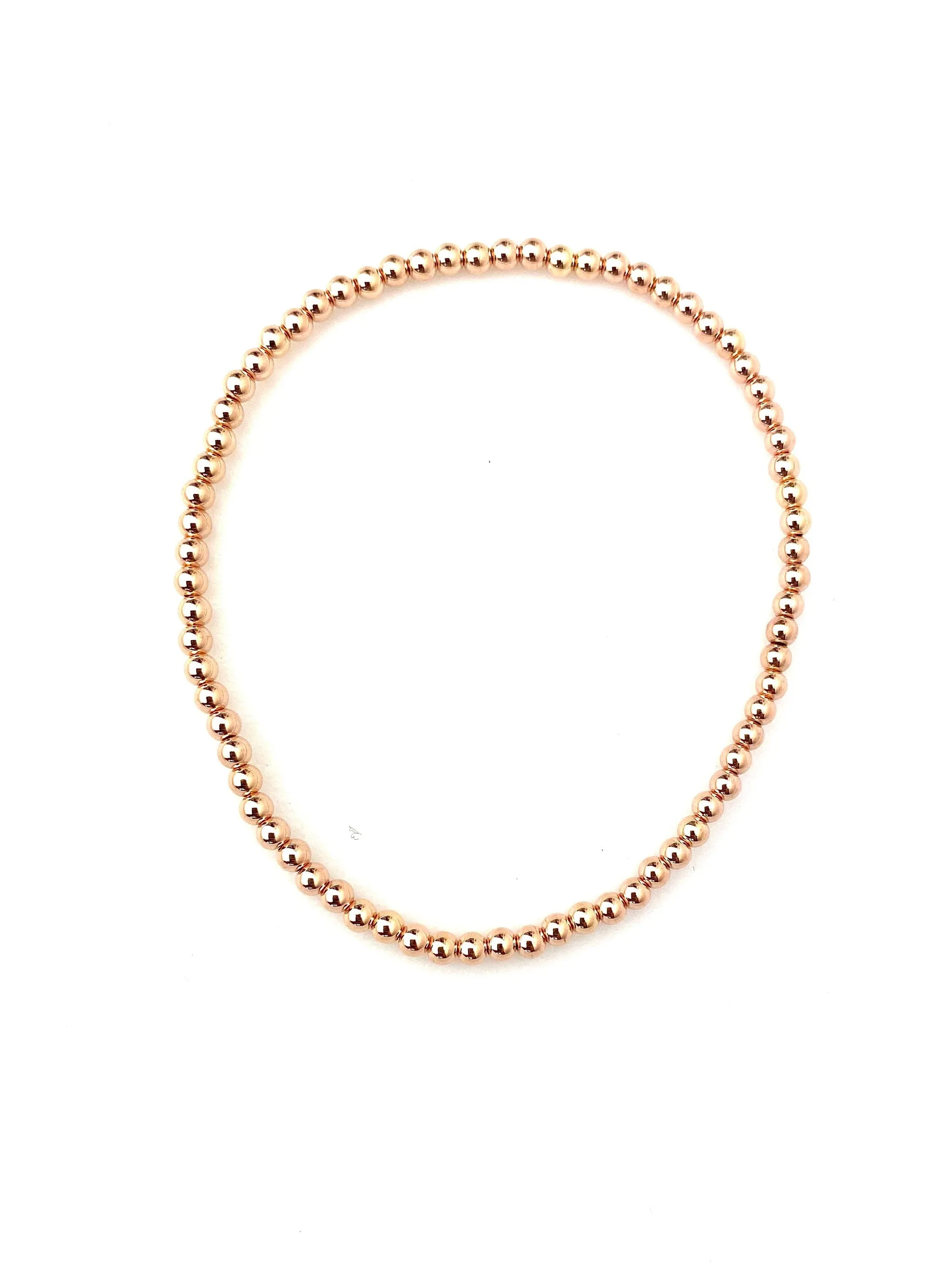 14KRGF 7.5" 3.0mm Beaded Stretchy Bracelet, Sku#4814730E75L