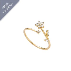 18K Gold Diamonds Elegant Summer Flower Ring