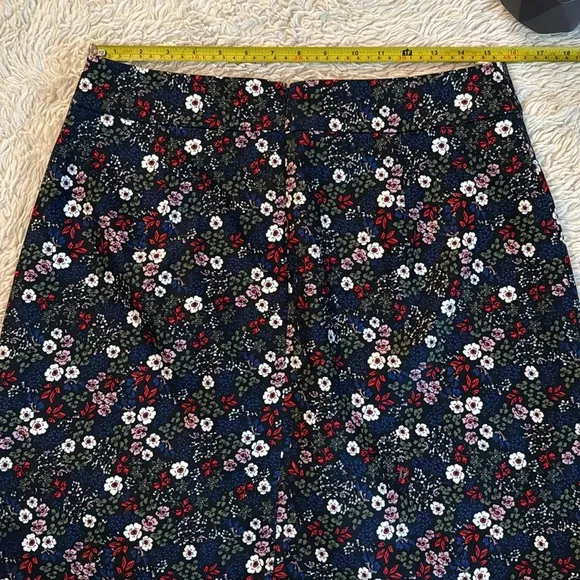 1901 Floral Button Front Mini Skirt Womens Navy Retro Hippie Chic Fall size12