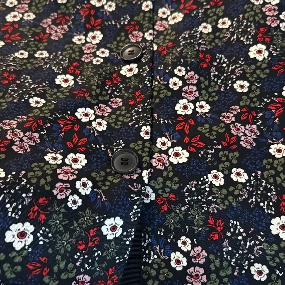 1901 Floral Button Front Mini Skirt Womens Navy Retro Hippie Chic Fall size12