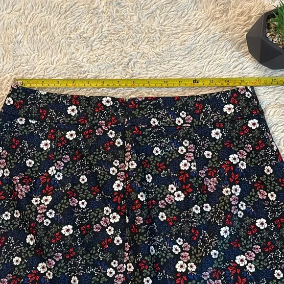 1901 Floral Button Front Mini Skirt Womens Navy Retro Hippie Chic Fall size12