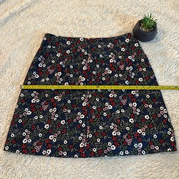 1901 Floral Button Front Mini Skirt Womens Navy Retro Hippie Chic Fall size12