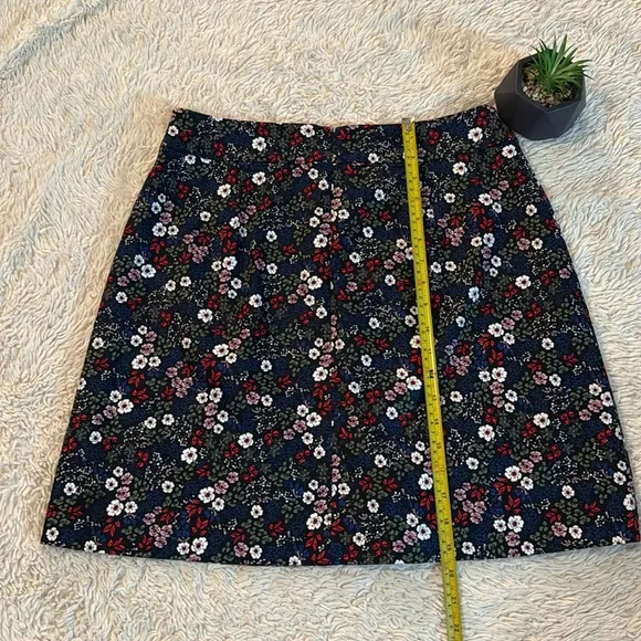 1901 Floral Button Front Mini Skirt Womens Navy Retro Hippie Chic Fall size12