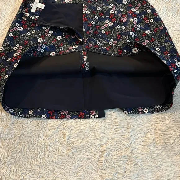 1901 Floral Button Front Mini Skirt Womens Navy Retro Hippie Chic Fall size12