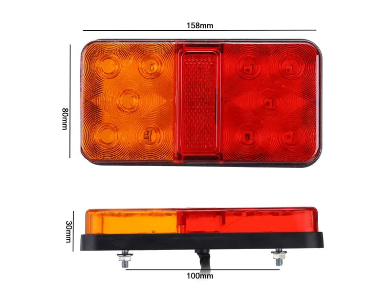 2pcs 12V 24V 10 LED Truck Trailer Tail Lights Taillight Brake Lights