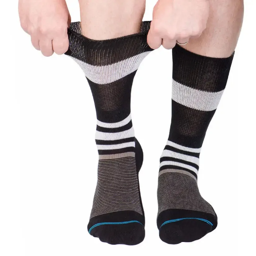 3-Pack Diabetic Socks - Blue Stripe, Black Stripe, Marble Grey