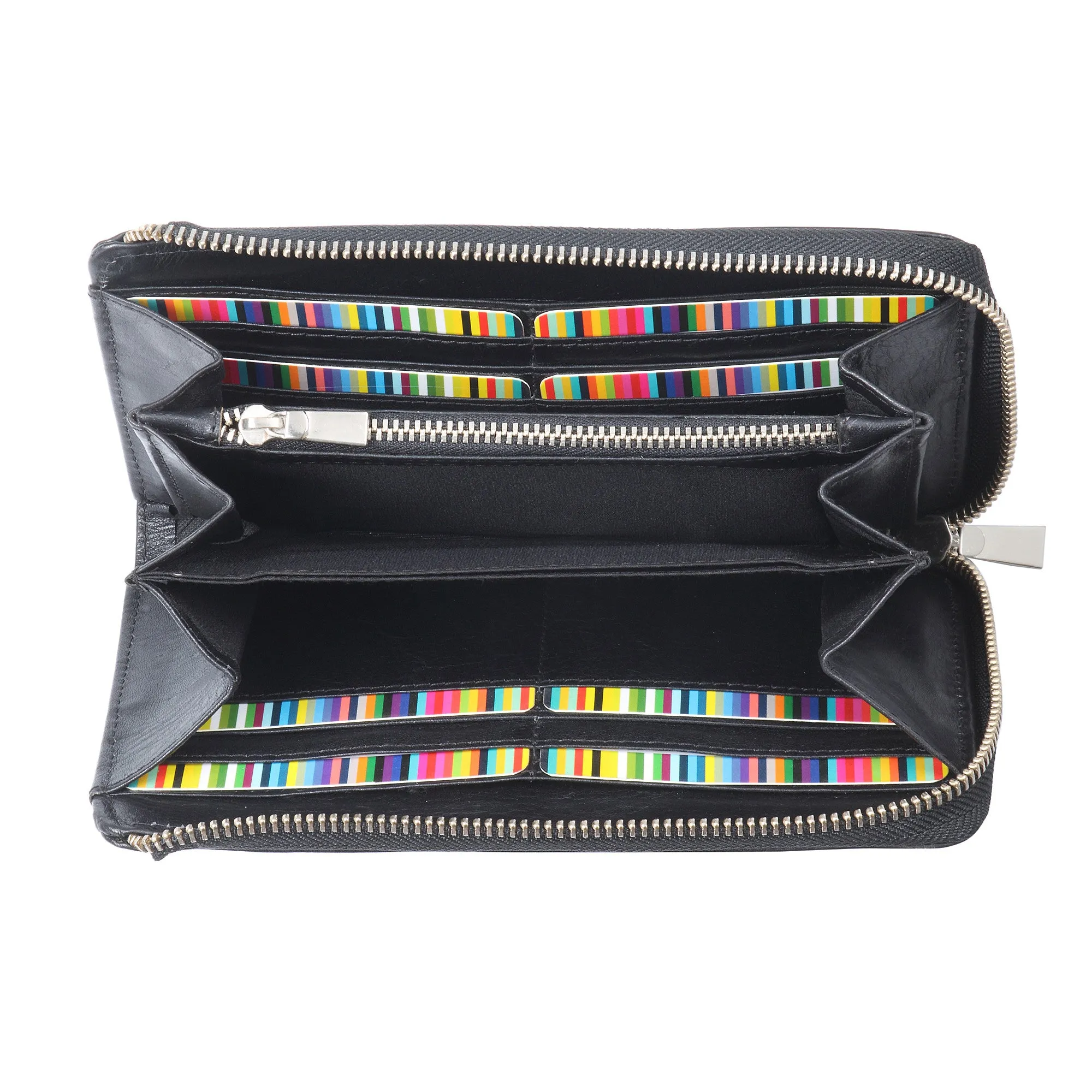 301966-BL Ladies Zippered Leather Clutch Wallet in Black | Style n Craft