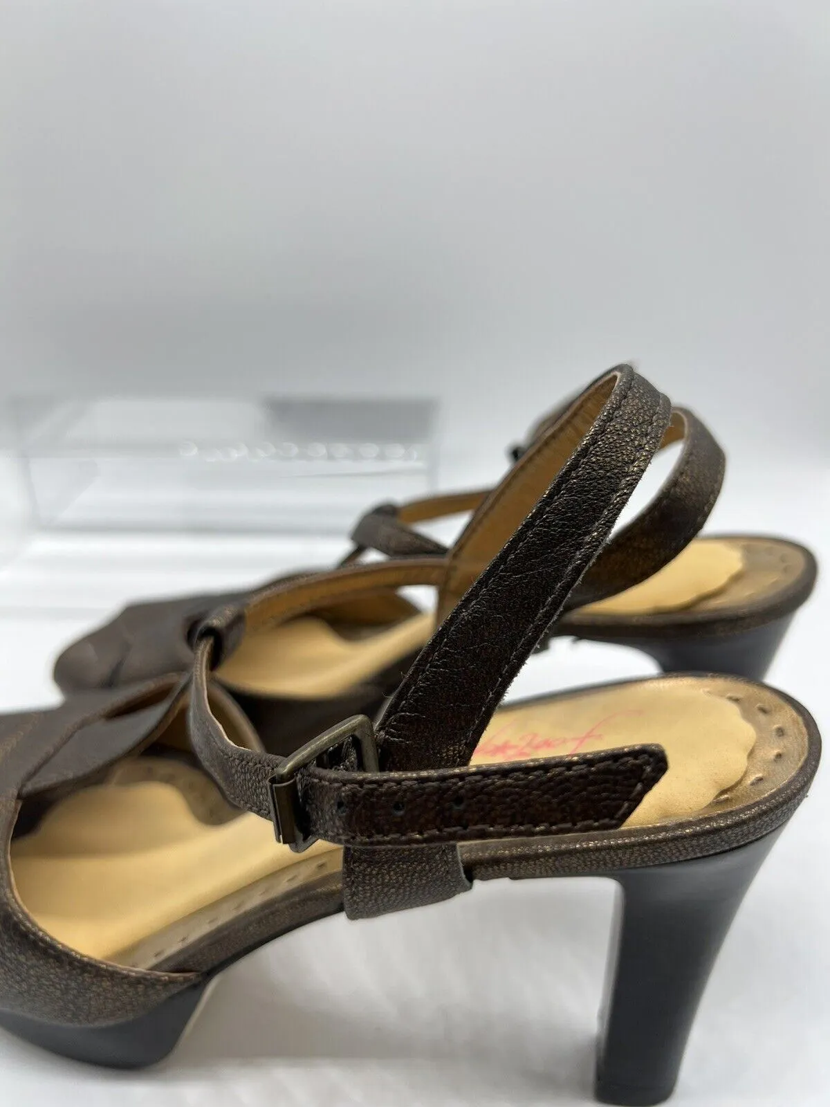 9 M Gianni Bini Gold Metallic Strap Sandal High Heel Open Toe Platform Sling