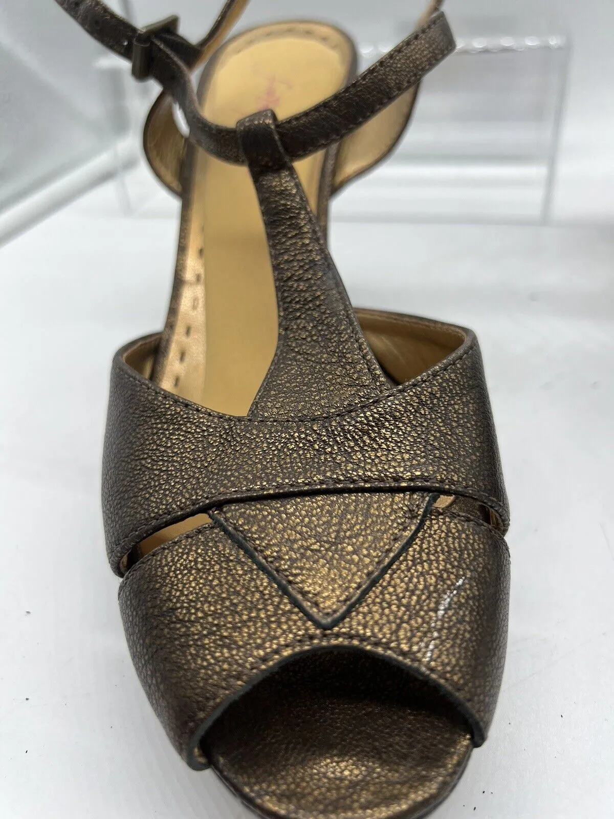 9 M Gianni Bini Gold Metallic Strap Sandal High Heel Open Toe Platform Sling