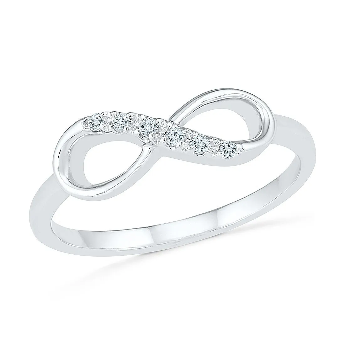 9ct White Gold Diamond Set Stackable Infinity Ring