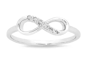 9ct White Gold Diamond Set Stackable Infinity Ring