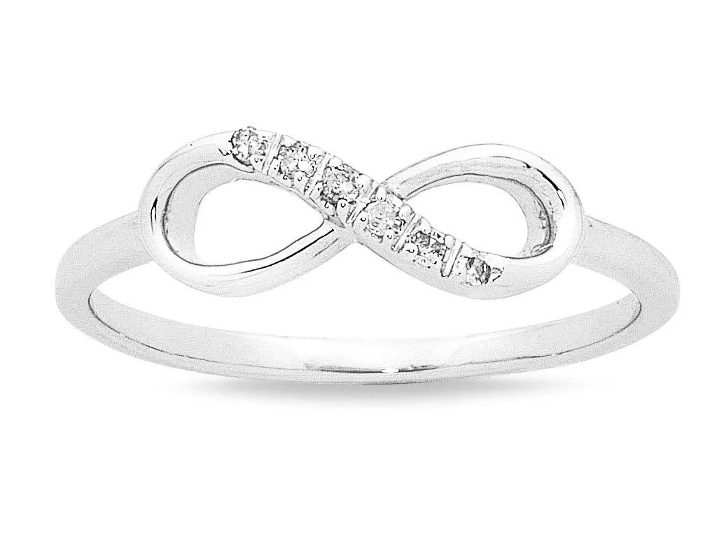 9ct White Gold Diamond Set Stackable Infinity Ring