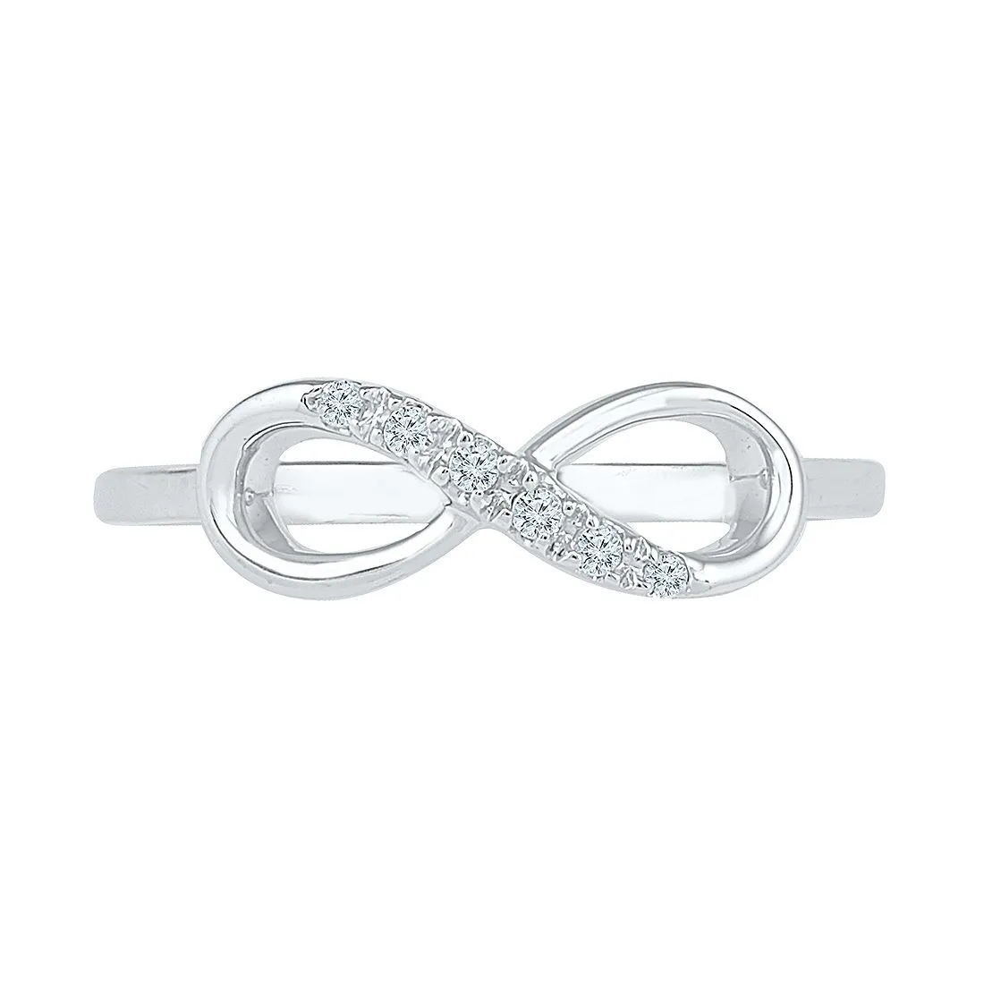 9ct White Gold Diamond Set Stackable Infinity Ring