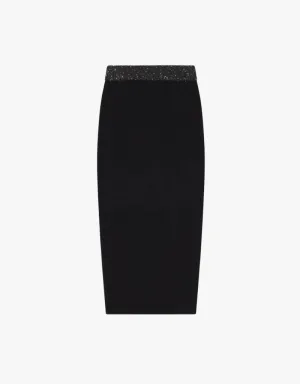 A.L.C. Jane Sequin Embellished Knit Midi Skirt in Black & Silver