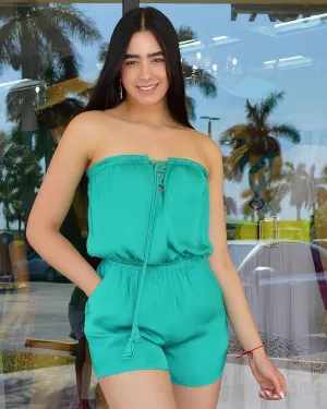 Already See You  Strapless  Romper Kelly Green