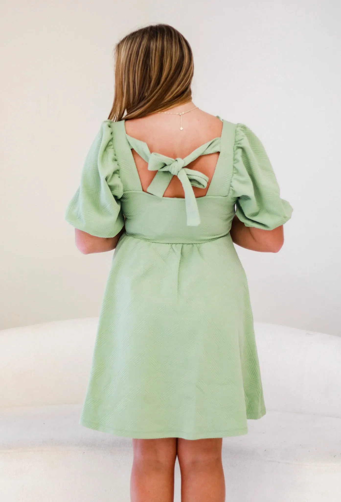 Always On My Mind Textured Dress in Sage