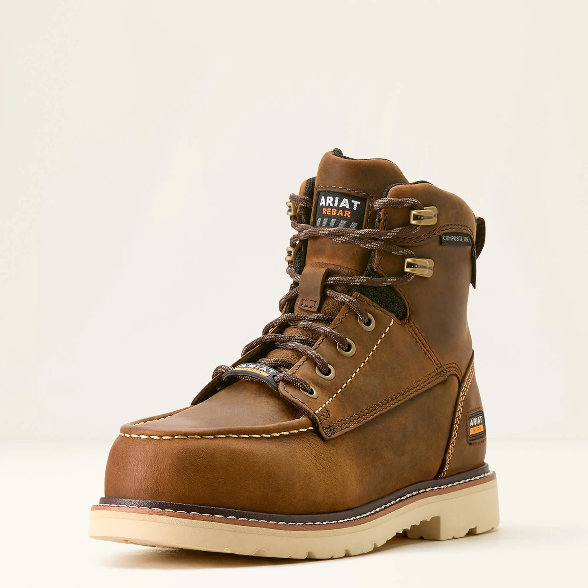 Ariat Women's Rebar Lift 6" Comp Toe WP Work Boot- Brown- 10053821