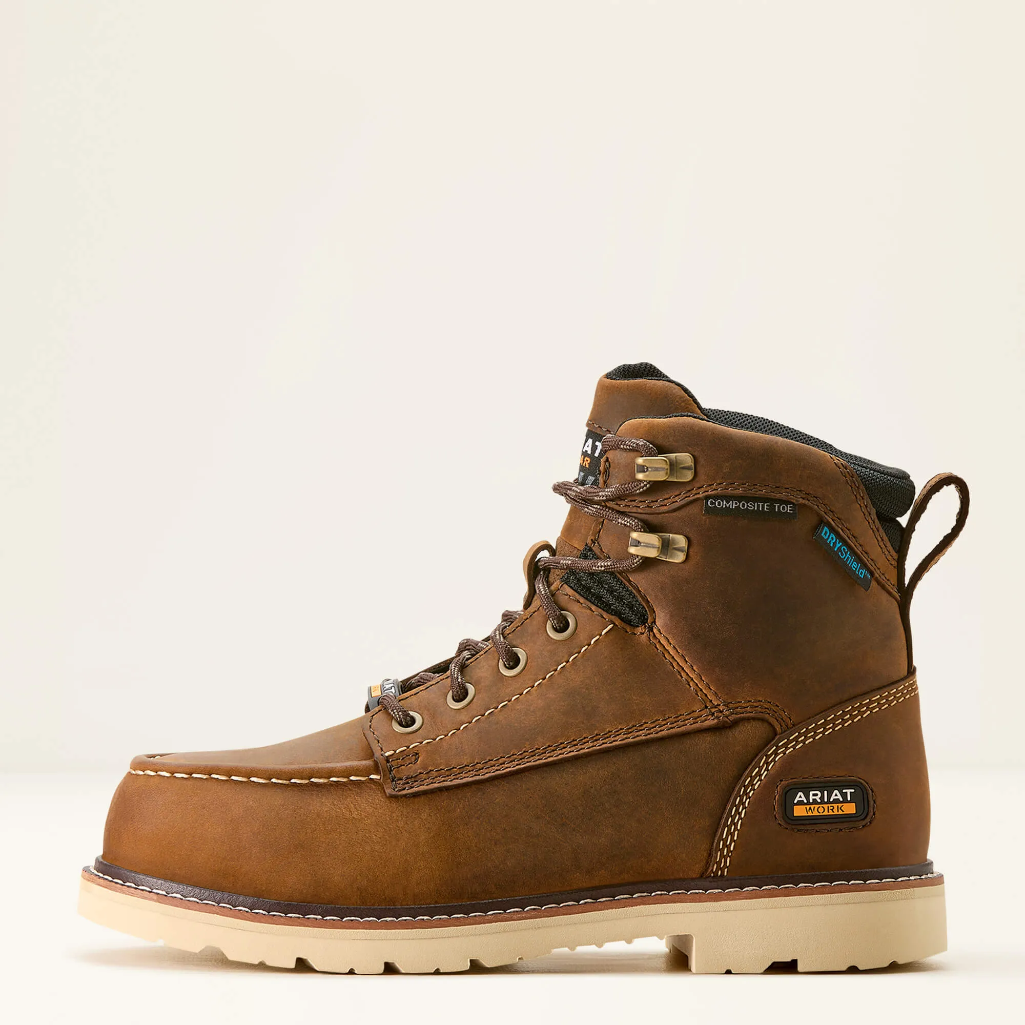 Ariat Women's Rebar Lift 6" Comp Toe WP Work Boot- Brown- 10053821