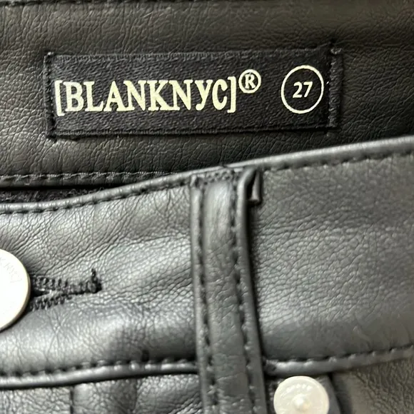 Blank NYC Mixed Media Black Denim and Faux Leather Skirt Size 27