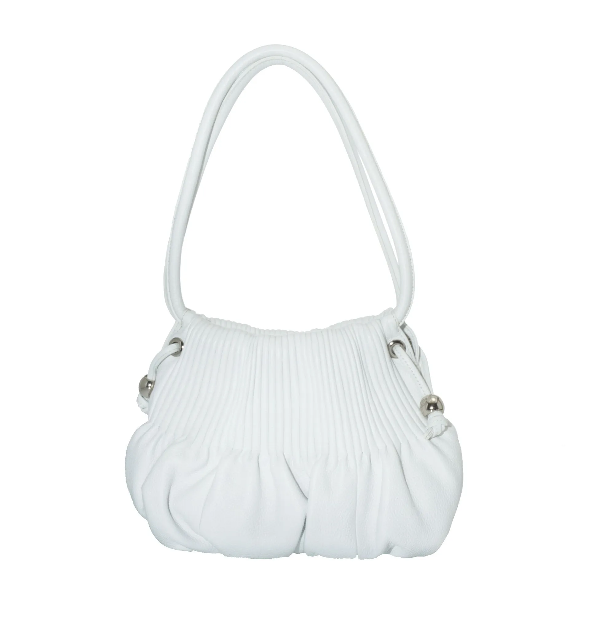 Bodhi Small Pebble Leather Hobo Bag in White