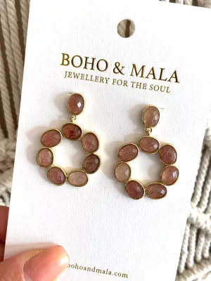 Boho & Mala Pink Stone Drop Earrings