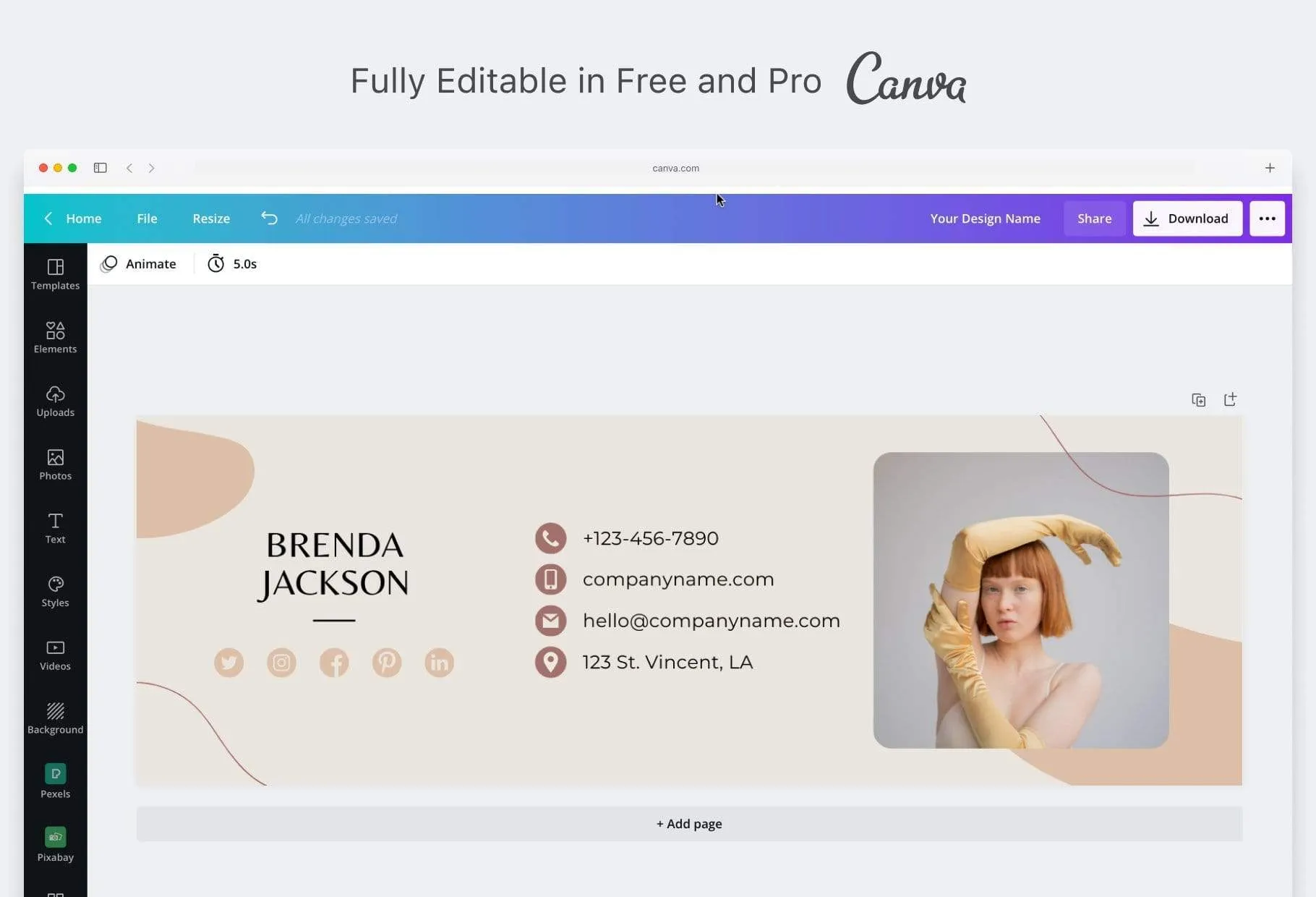 Brenda Email Signature Template Editable Canva Template Rose Gold