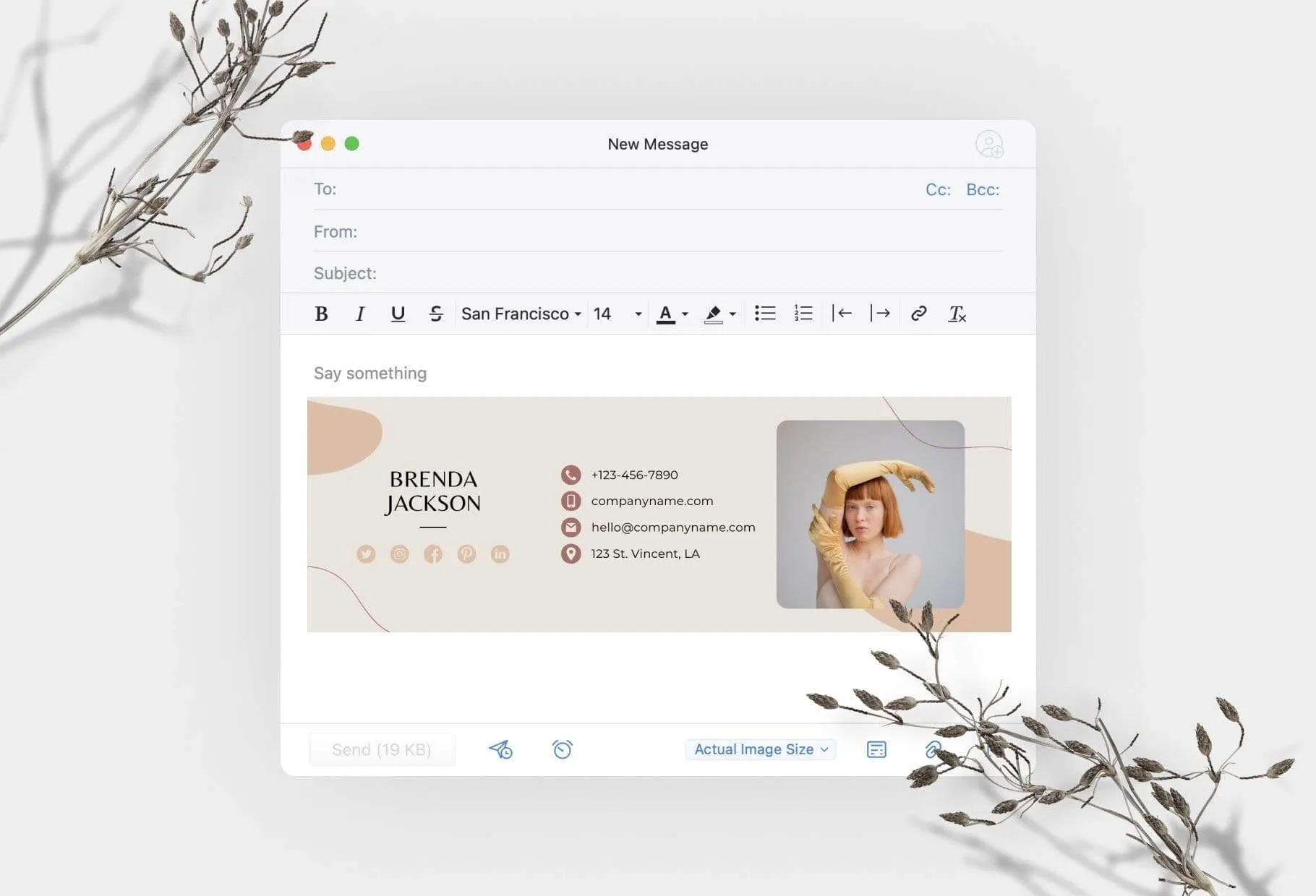 Brenda Email Signature Template Editable Canva Template Rose Gold