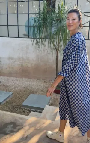 Checkered two pocket caftan