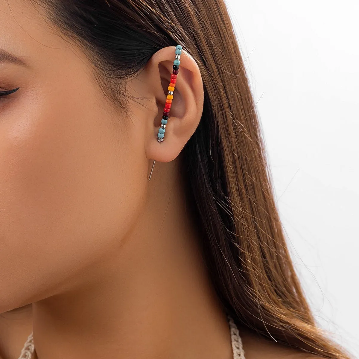Chic Colorful Seed Bead Ear Cuff Stud Earring