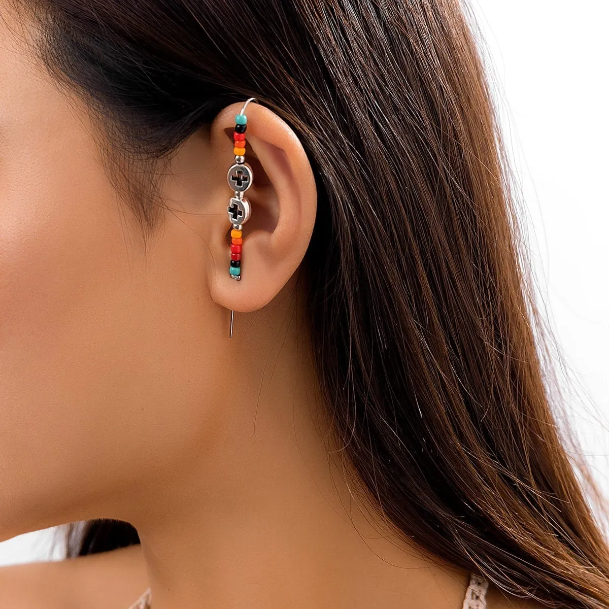 Chic Colorful Seed Bead Ear Cuff Stud Earring
