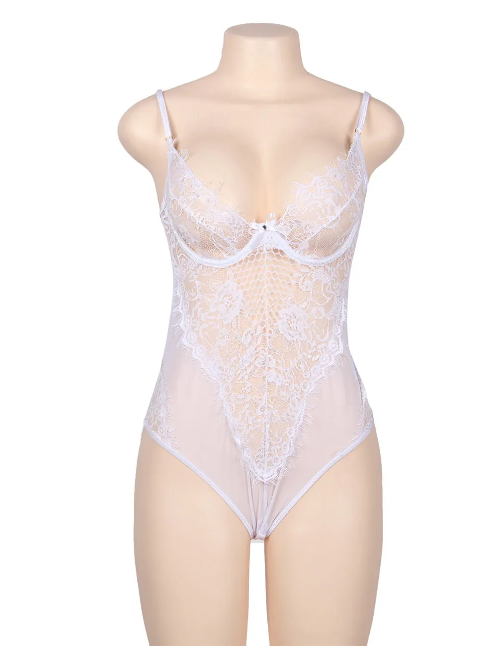 Chic Kissable White Backless Teddy Egypt With Underwire