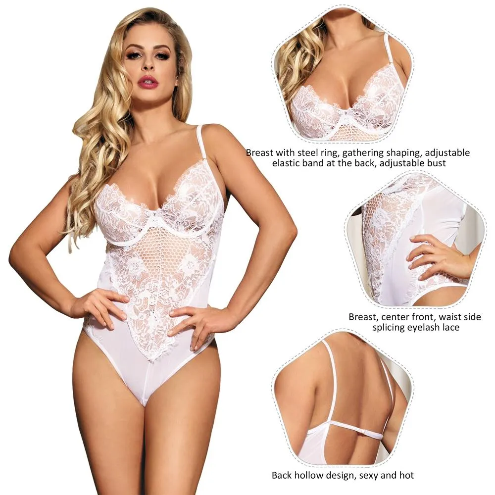 Chic Kissable White Backless Teddy Egypt With Underwire