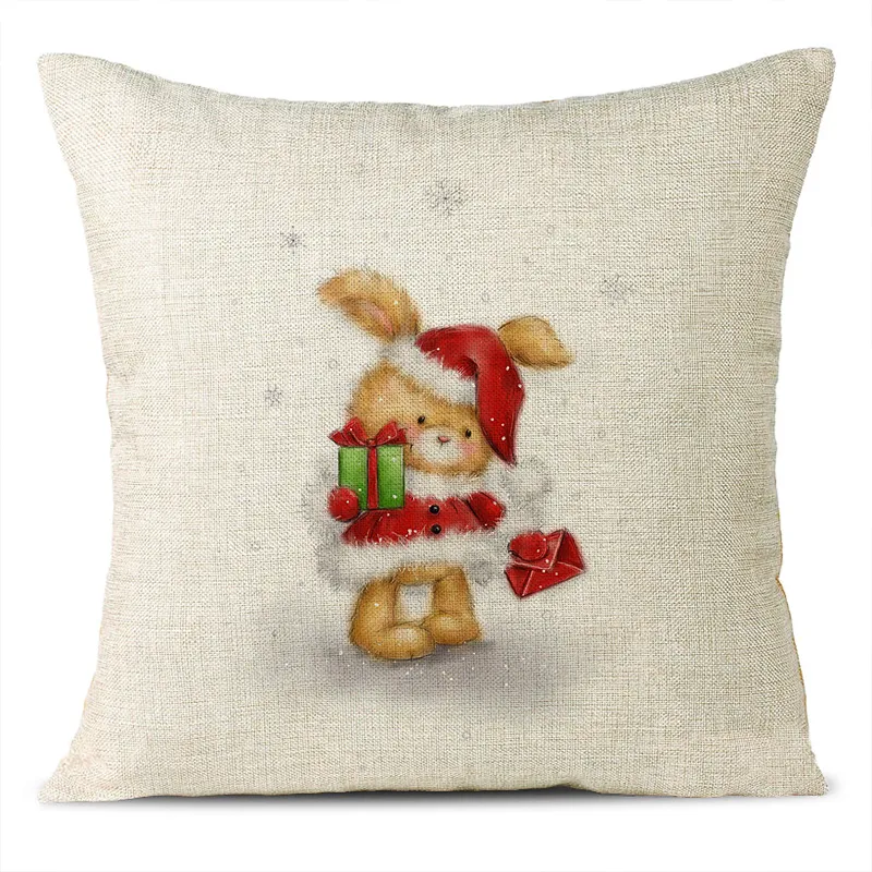 Christmas Themed Linen Pillowcase