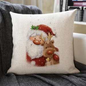 Christmas Themed Linen Pillowcase