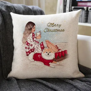 Christmas Themed Linen Pillowcase