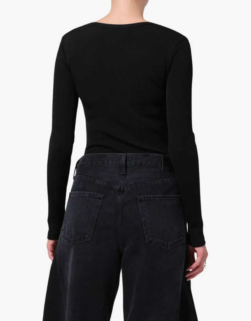 Citizens of Humanity Rumi Scoop Neck Shirt in Black