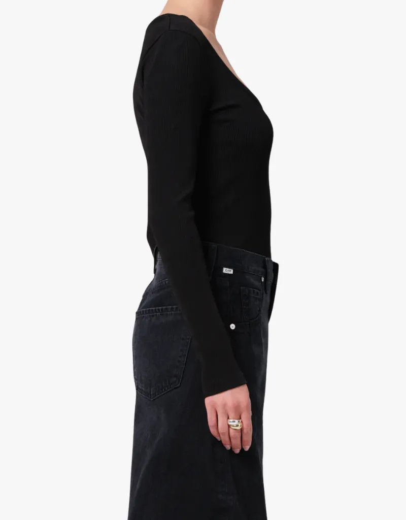Citizens of Humanity Rumi Scoop Neck Shirt in Black