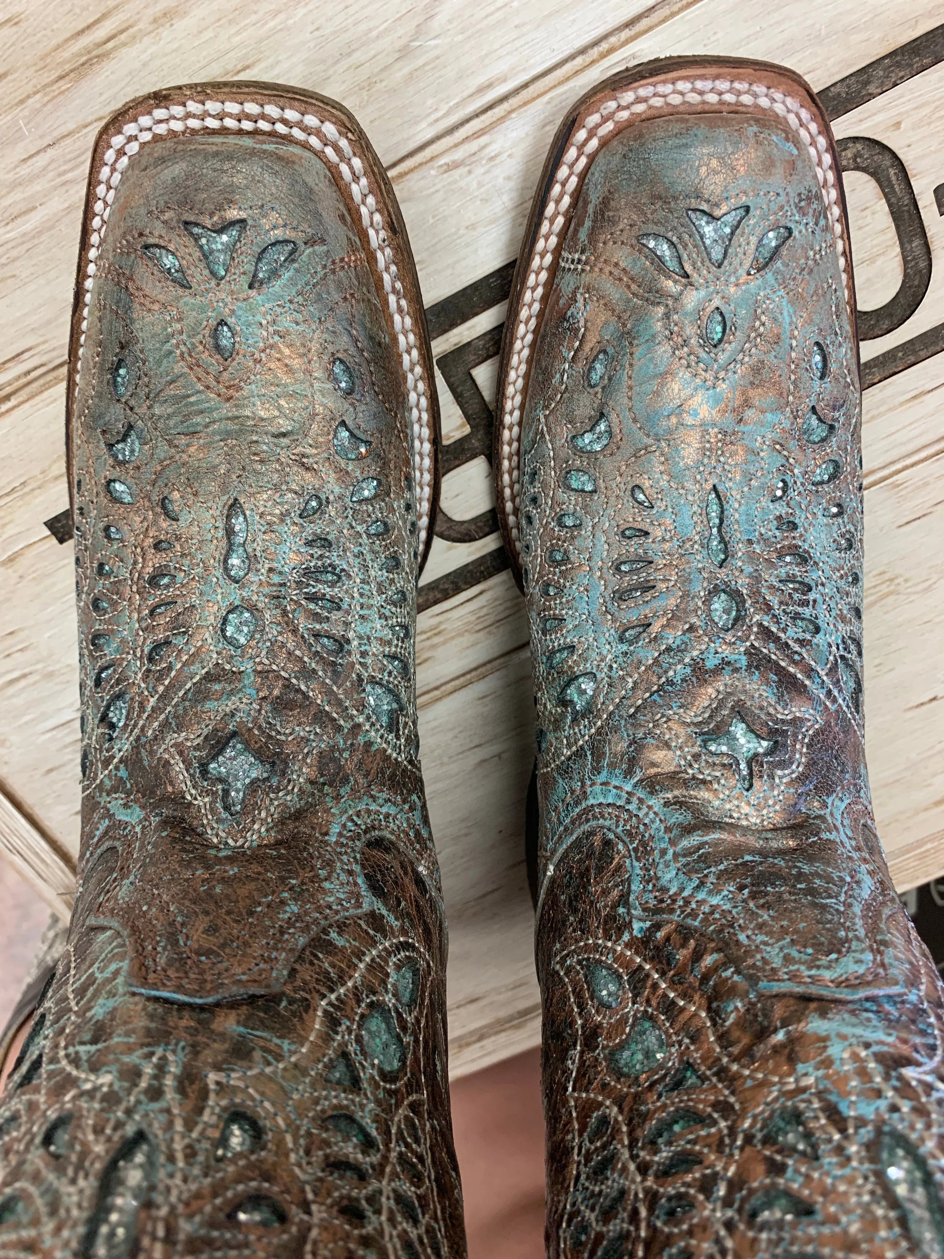 Corral Metallic Bronze/Turquoise Glitter Boot