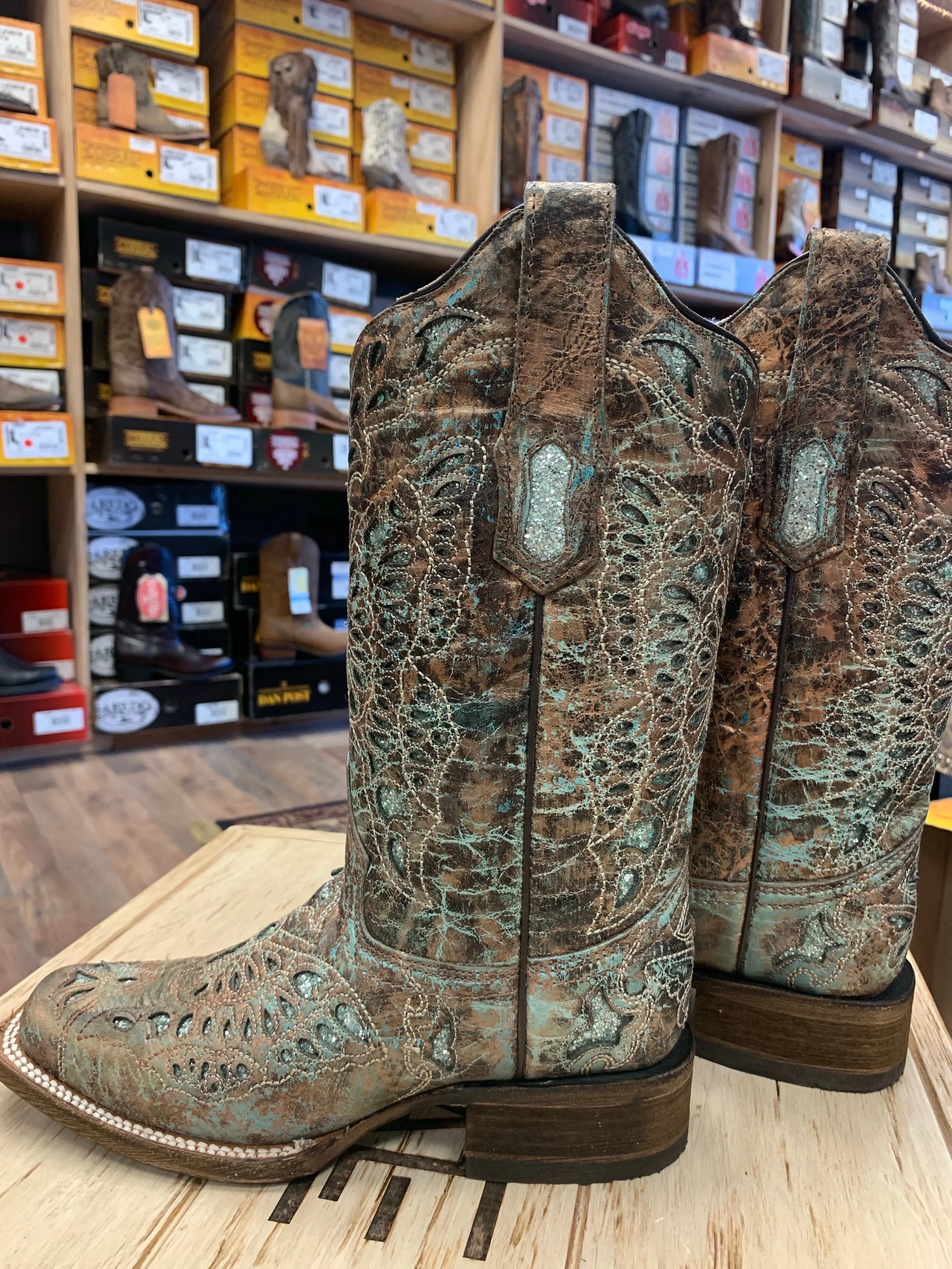 Corral Metallic Bronze/Turquoise Glitter Boot