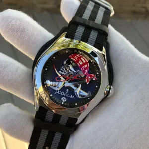 Corum Bubble Pirate 02320.572001 Automatic 45mm Stainless Steel Leather Wristwatch Box & Papers