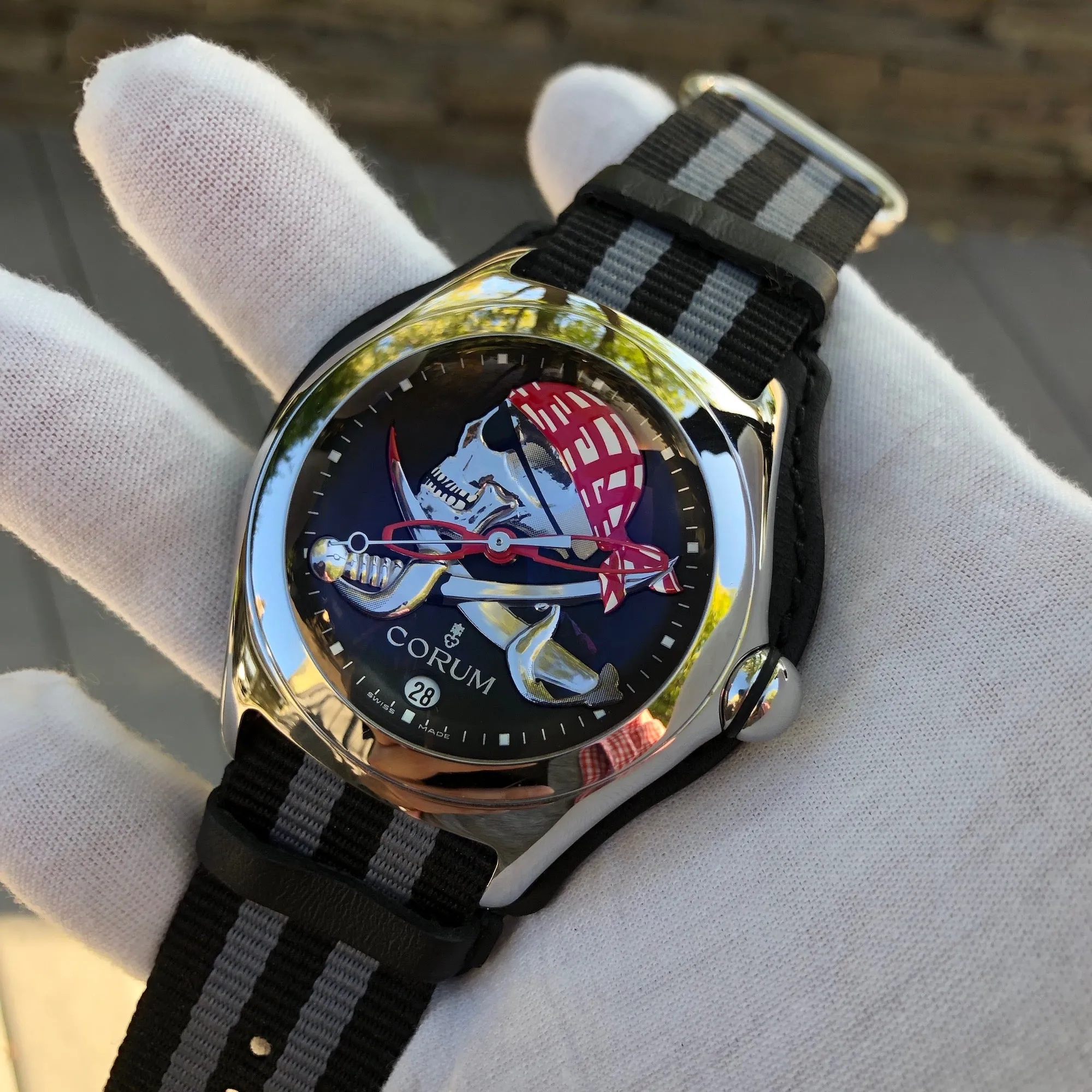 Corum Bubble Pirate 02320.572001 Automatic 45mm Stainless Steel Leather Wristwatch Box & Papers