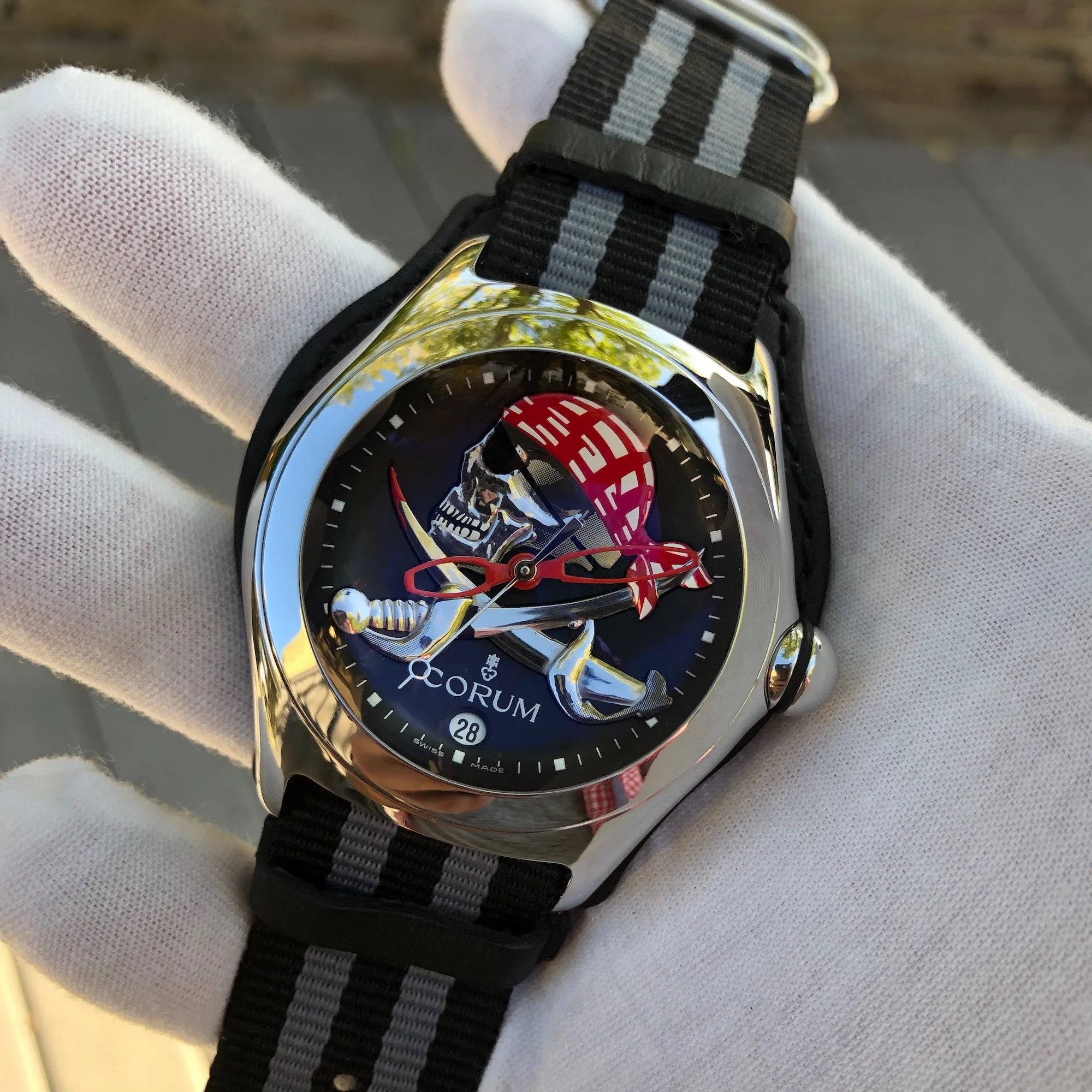 Corum Bubble Pirate 02320.572001 Automatic 45mm Stainless Steel Leather Wristwatch Box & Papers